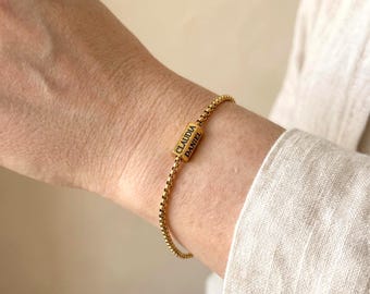Personalized Name Bar Bracelet | Engraved Names, Gold Silver Jewelry | Gift for Mom