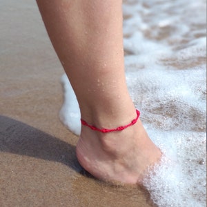 Red Bracelet or Anklet red 7 knots of luck, KABBALAH, protection, anklet fashion, against evil eye, destiny thread