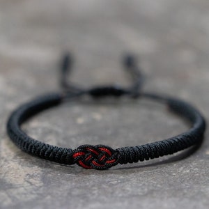 Pulsera trenzada tibetana budista hecha a mano para hombre y mujer, pulsera de cuerda trenzada, pulsera de nudos de la suerte, pulsera para yoga y meditación. imagen 2