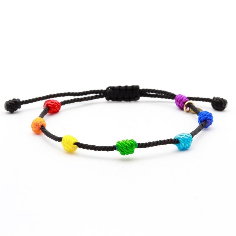 Chakra Bracelet with 7 knots / Protection bracelet / Evil Eye bracelet / Gift from men and women image 2