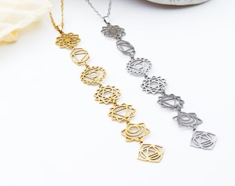 Chakra Necklace | 18K Gold Plated | Hypoallergenic | Energy Alignment Jewelry | Spiritual Gift for Her