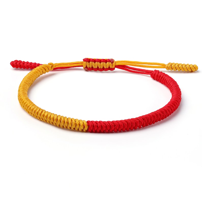Bracelet bouddhiste, bracelet rouge, bracelet noir, bracelet tibétain fin pour homme et femme, bracelet en corde tressée, bracelet noeuds porte-bonheur image 9