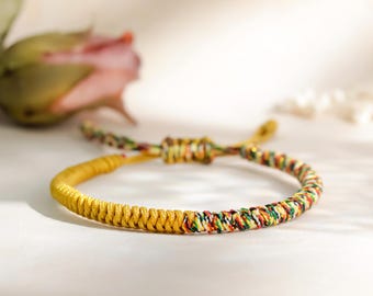 POSITIVITY | Buddhist Bracelet in Mustard Yellow | Sliding Knot Cord