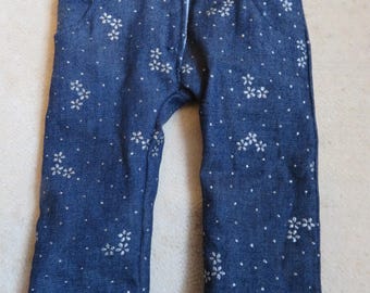 Doll clothes pants jeans with glitter flower pattern for 43-46 cm dolls from kramboden