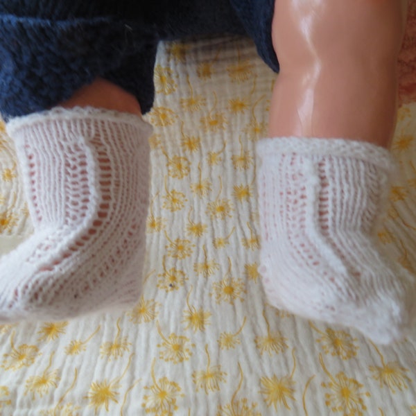 Socks lace socks lace baby socks hand knitted white stockings size. 12/13 foot length 6 cm premature babies also for dolls from Kramboden