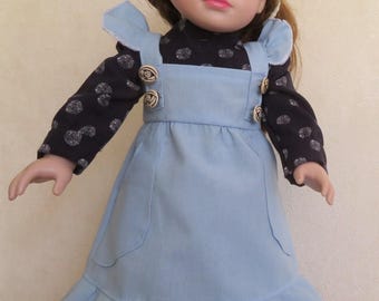 Doll dress old fashioned house dress with apron school dress play dress for 43-46 cm dolls by kramboden