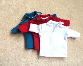 Polo shirt white, red or green/petrol for 38 cm (15 inch) male fashion doll like Dr. Littlechap etc.
