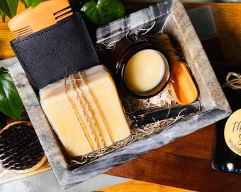 Men's Self-Care Gift Box: Beard Grooming Kit, Goat Milk Soap, Herbal Balm