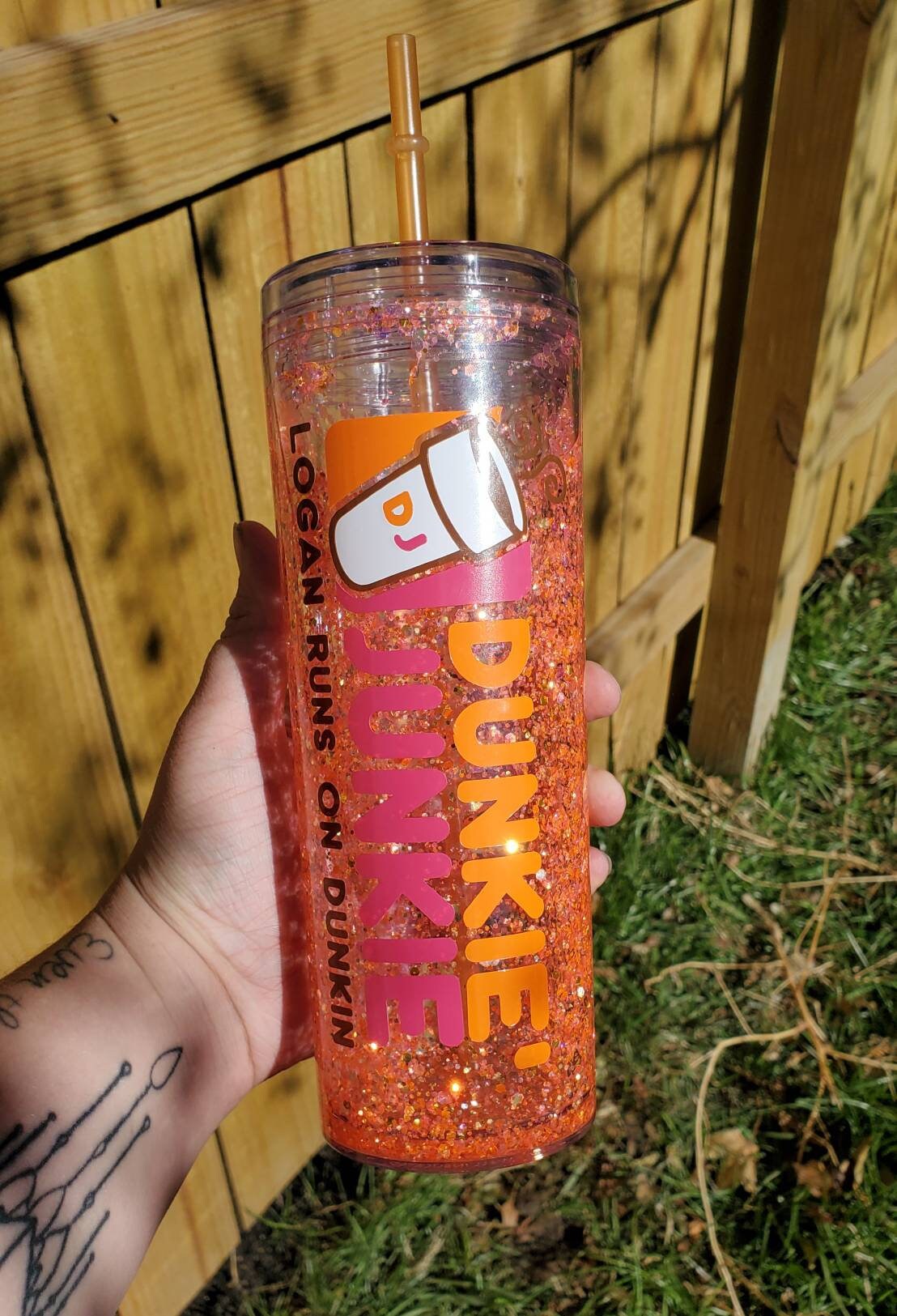 Dunkin Donuts Tumbler 18oz with straw Personalized With Name Etsy