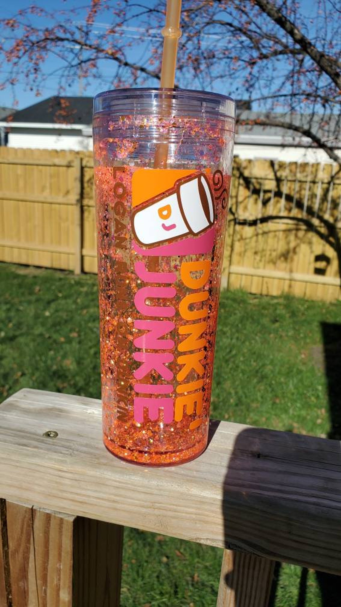 Dunkin Donuts Tumbler 18oz With Straw Personalized With Name Etsy