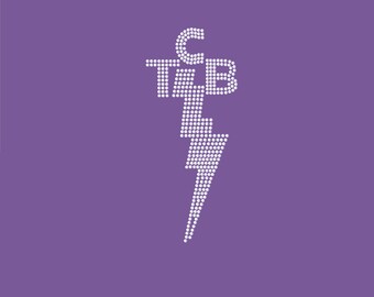 Iron-On Rhinestone Design TCB Lightening Bolt DIY Transfer Motif Any Color