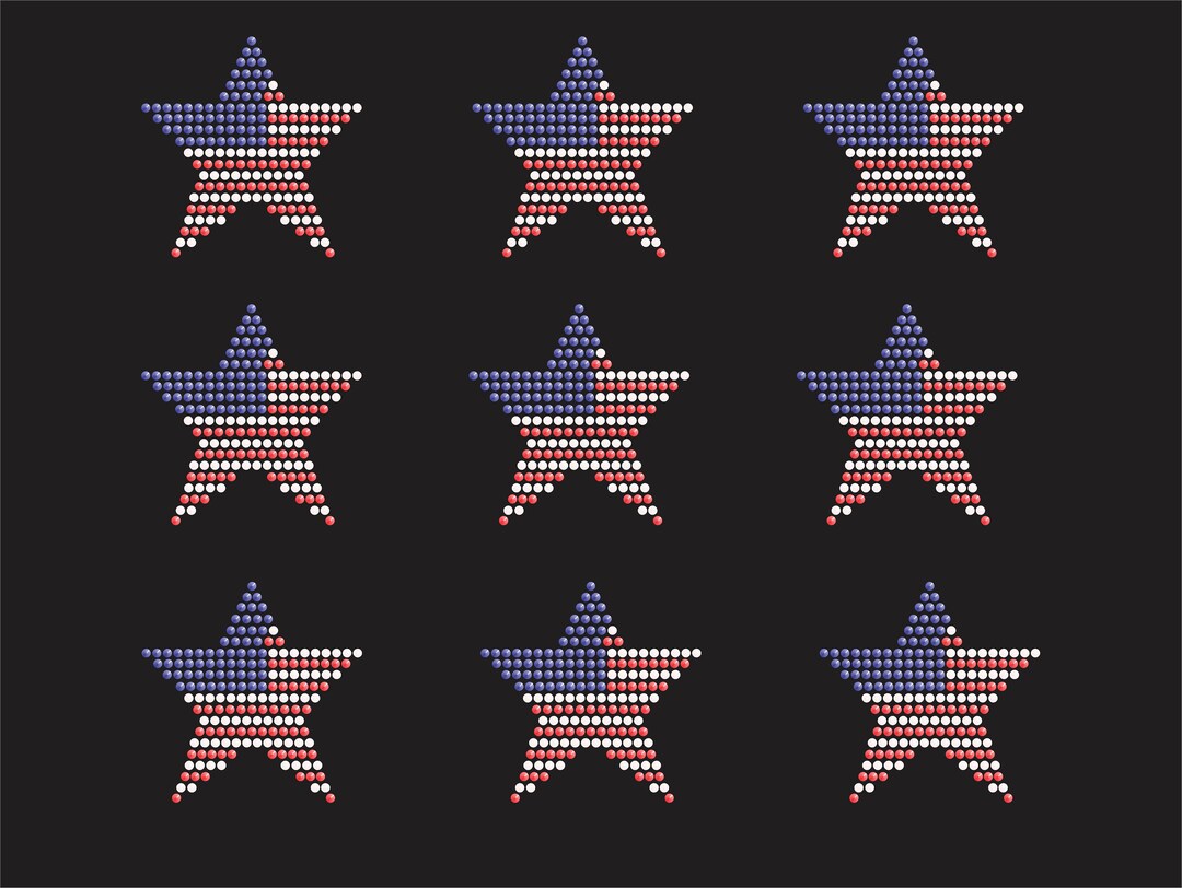 American Flag Stars Patriotic Rhinestone Design Hotfix Motif DIY Bling ...