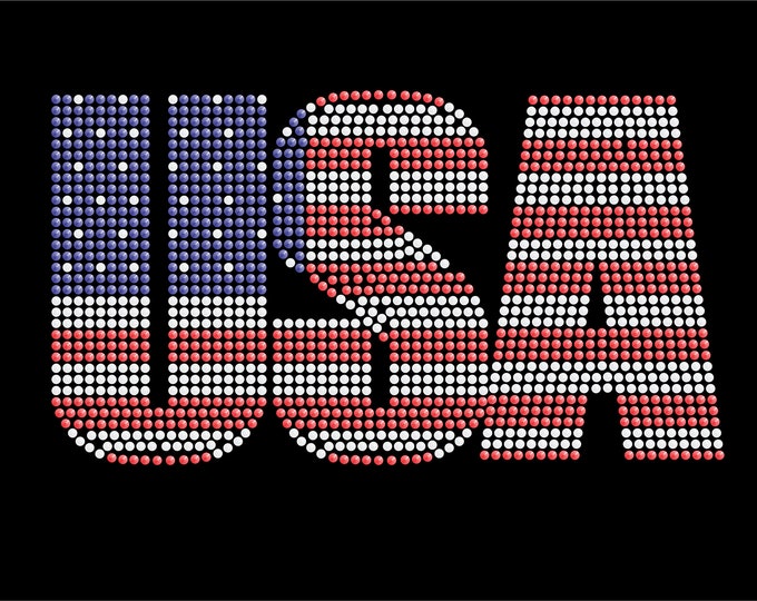 USA Flag American Patriotic Rhinestone Design Hotfix Motif DIY Bling - Etsy