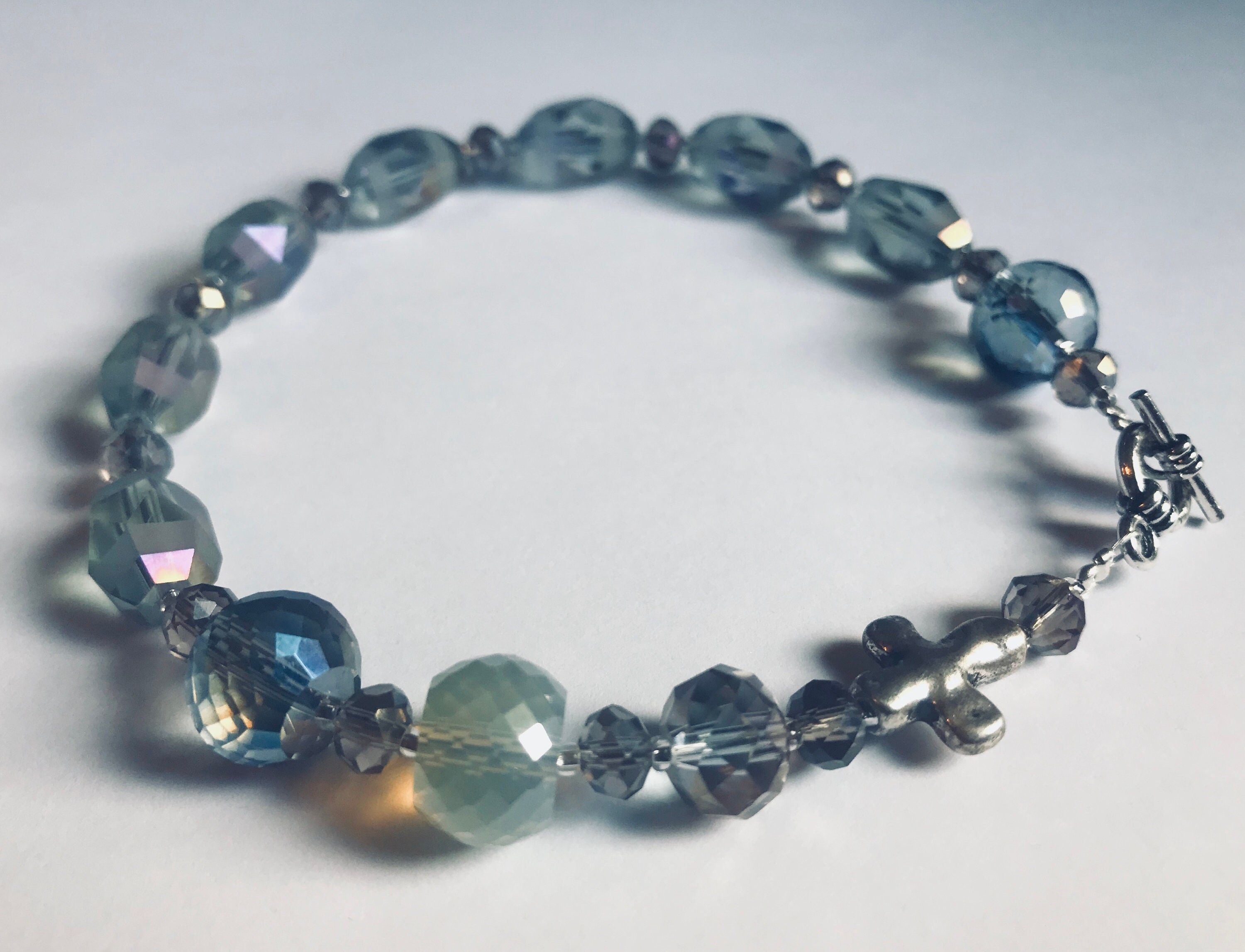 Christian Prayer Bead Bracelet XL in Fine Smokey Cut Glass / Etsy