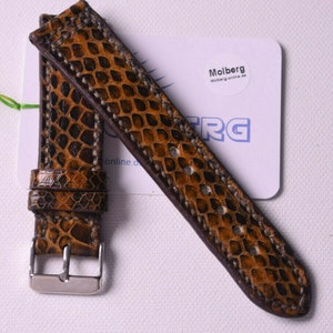 20, 22 or 24 mm watch strap snakeskin handmade leather strap &quot;Molberg&quot; NEW! Brown
