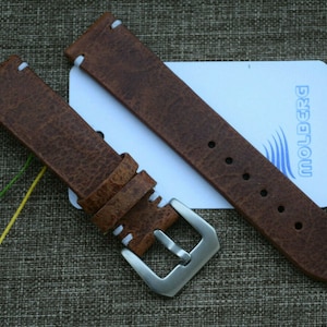 20, 22 or 24 mm watch strap solid leather handmade leather strap &quot;Molberg&quot; NEW Brown. Introductory prices!!!! Only 10 pieces available!