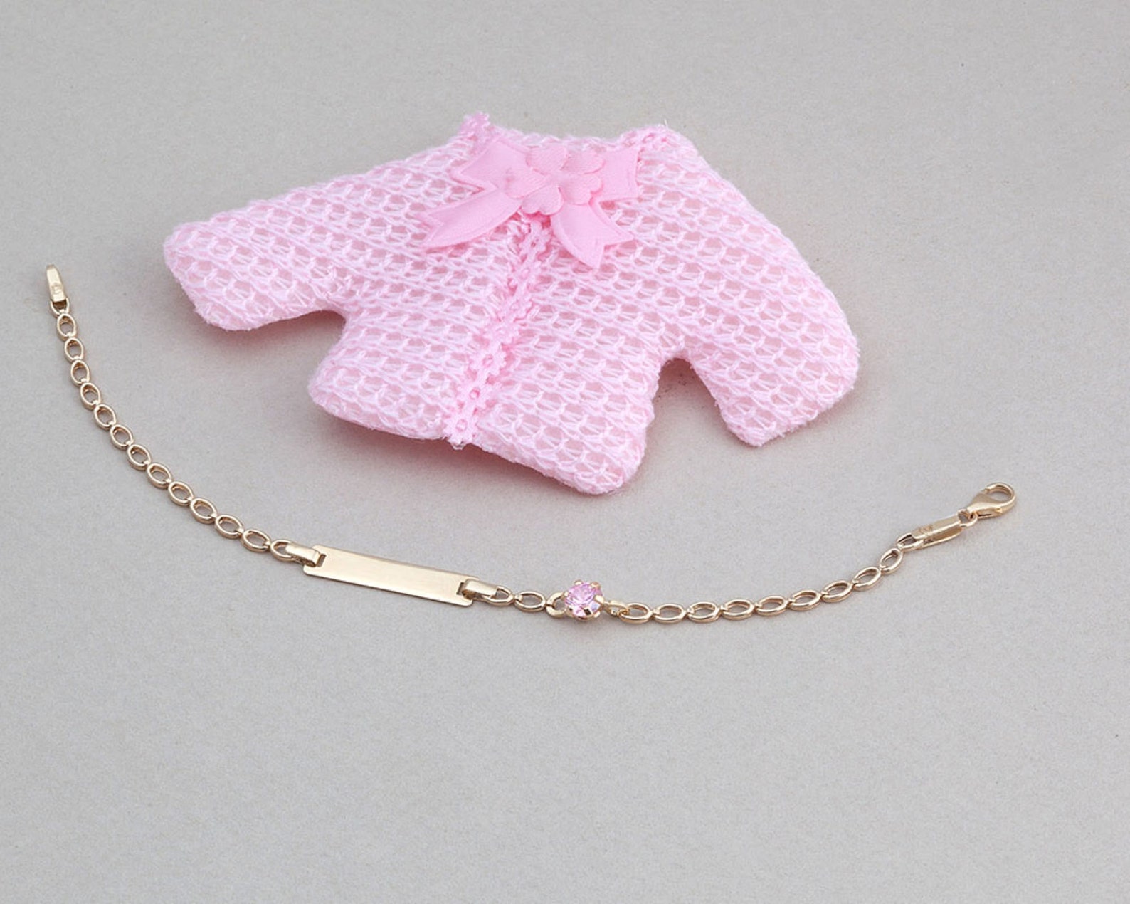 14K Baby Girl Solid Gold Engraved Name Plate Bracelet Newborn Etsy