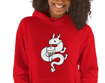 Chinese Dragon Drinking Boba Milk Tea Unisex Hoodie