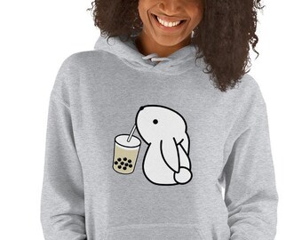 Süße Hase Kaninchen trinken Boba Milch Tee Unisex Hoodie