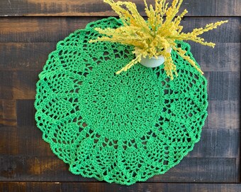 Crochet Spring green table mat/spring green table centerpiece