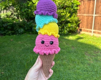 Handmade crochet ice cream cone Amigurumi toy