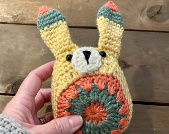 Crochet yellow mini bunny stuffed animal Amigurumi