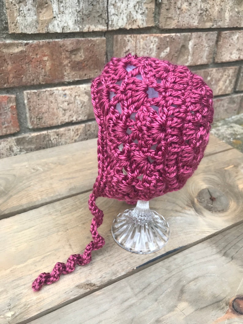Newborn baby girl crochet sweater and bonnet outfit