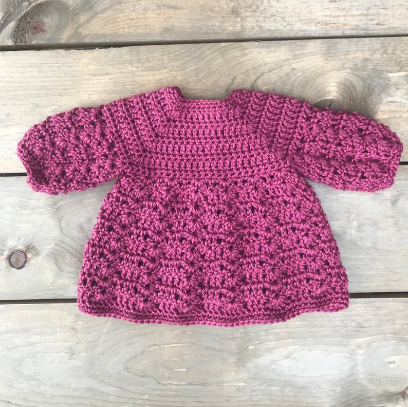 Newborn baby girl crochet sweater and bonnet outfit