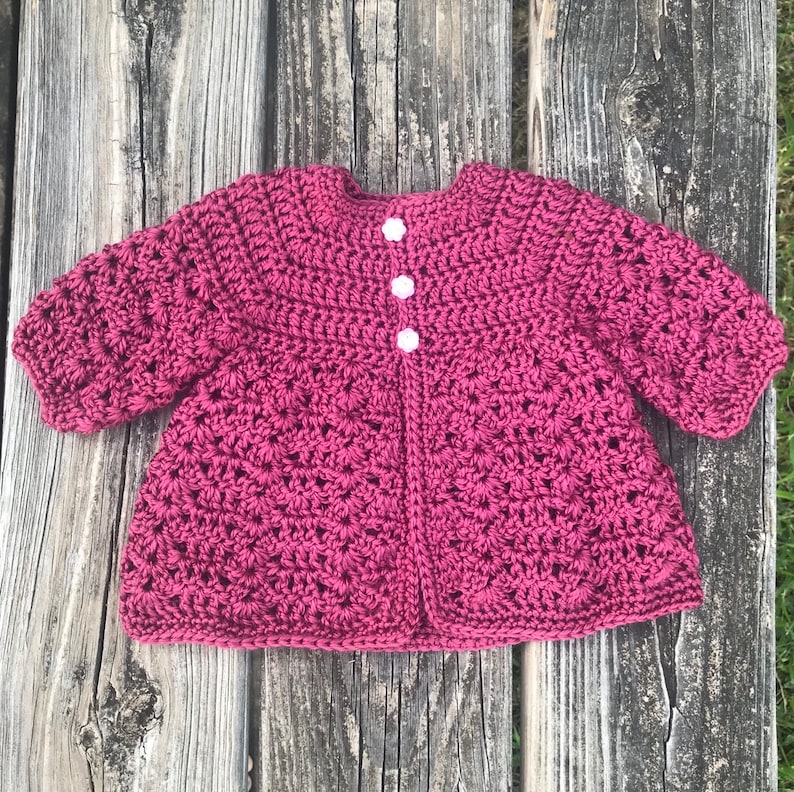 Newborn baby girl crochet sweater and bonnet outfit