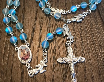 Blue Baptism Guardian Angel Catholic Rosary~ Catholic Gift