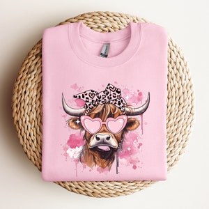 Cow Valentine Sweatshirt, Highland Cow Valentine Crewneck, Heifer Valentine Day Western Country Shirt, Love Cow Valentines Sweater for Vday