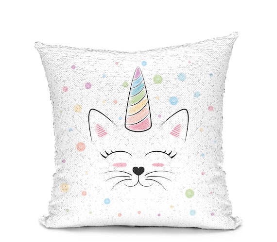 sequin cat pillow