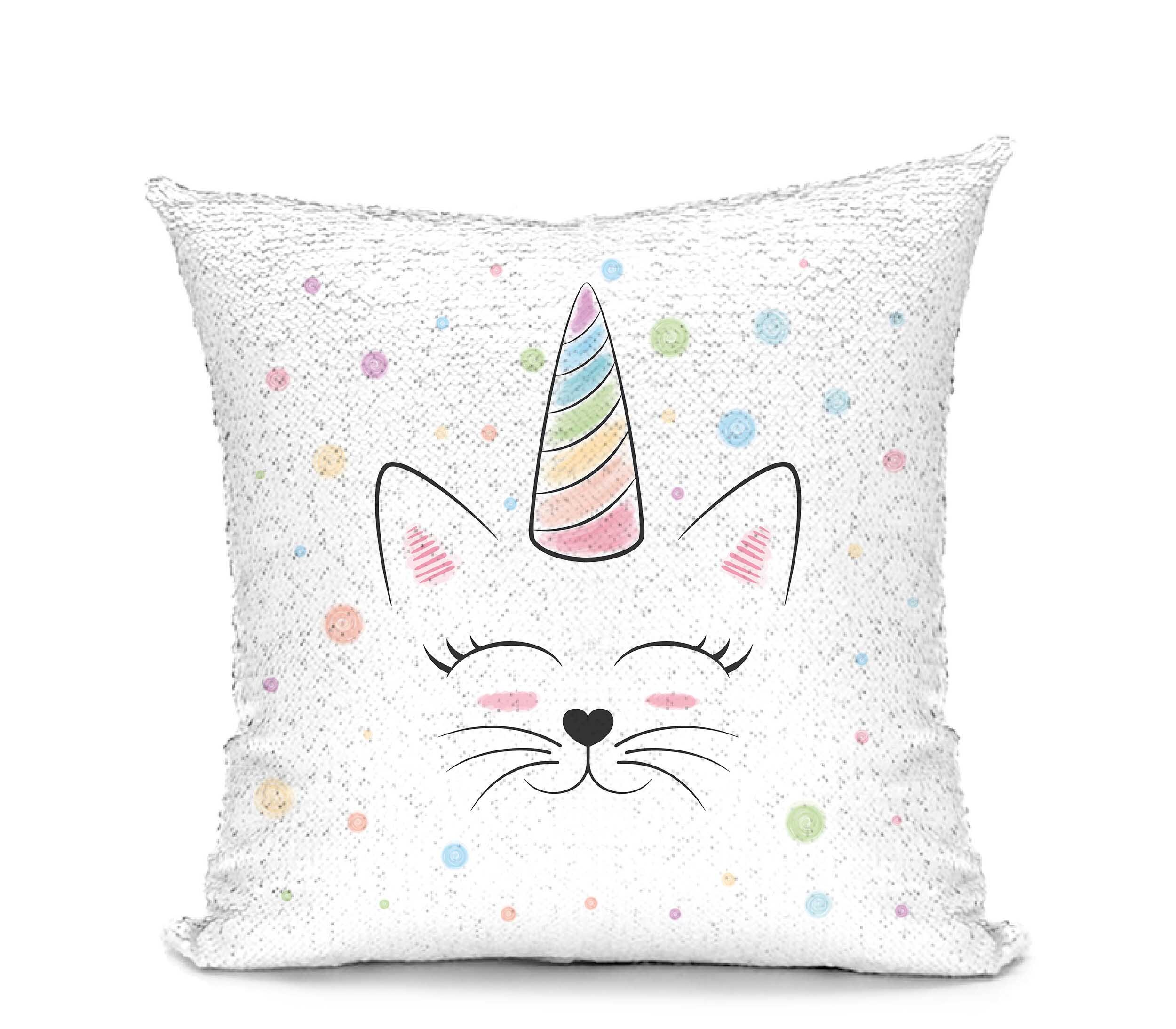 cat sequin pillow