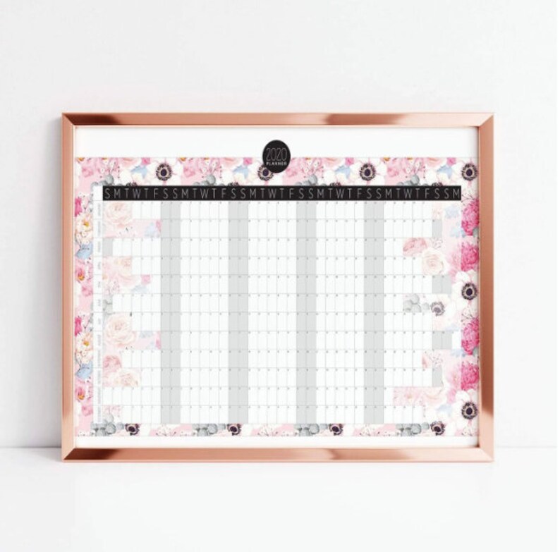 2020 Vista Del Ano Completo En Un Cartel Del Calendario De La Etsy