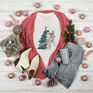 Sorta Merry Sorta Scary Crewneck, Funny Christmas Shirt, Cute Spooky Season T-Shirt, Christmas Skeleton Tee, Funny Holiday Shirt