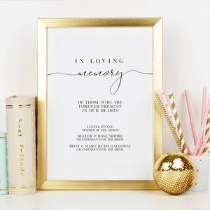 In Memory Wedding Print |  Memoriam, In Loving Memory, Remembrance Print for Wedding, Wedding Decoration, Wedding Preparation, Wedding Decor