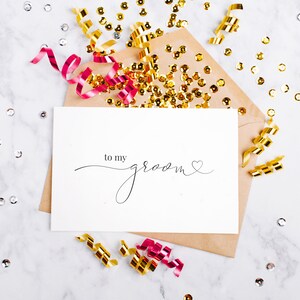 To My Groom Hochzeitstag Grußkarte | Hochzeit Bräutigam Karte | Danke-Karte | Kalligraphie Karte | Handbeschriftete Karte | Typografie Karte | Minimal