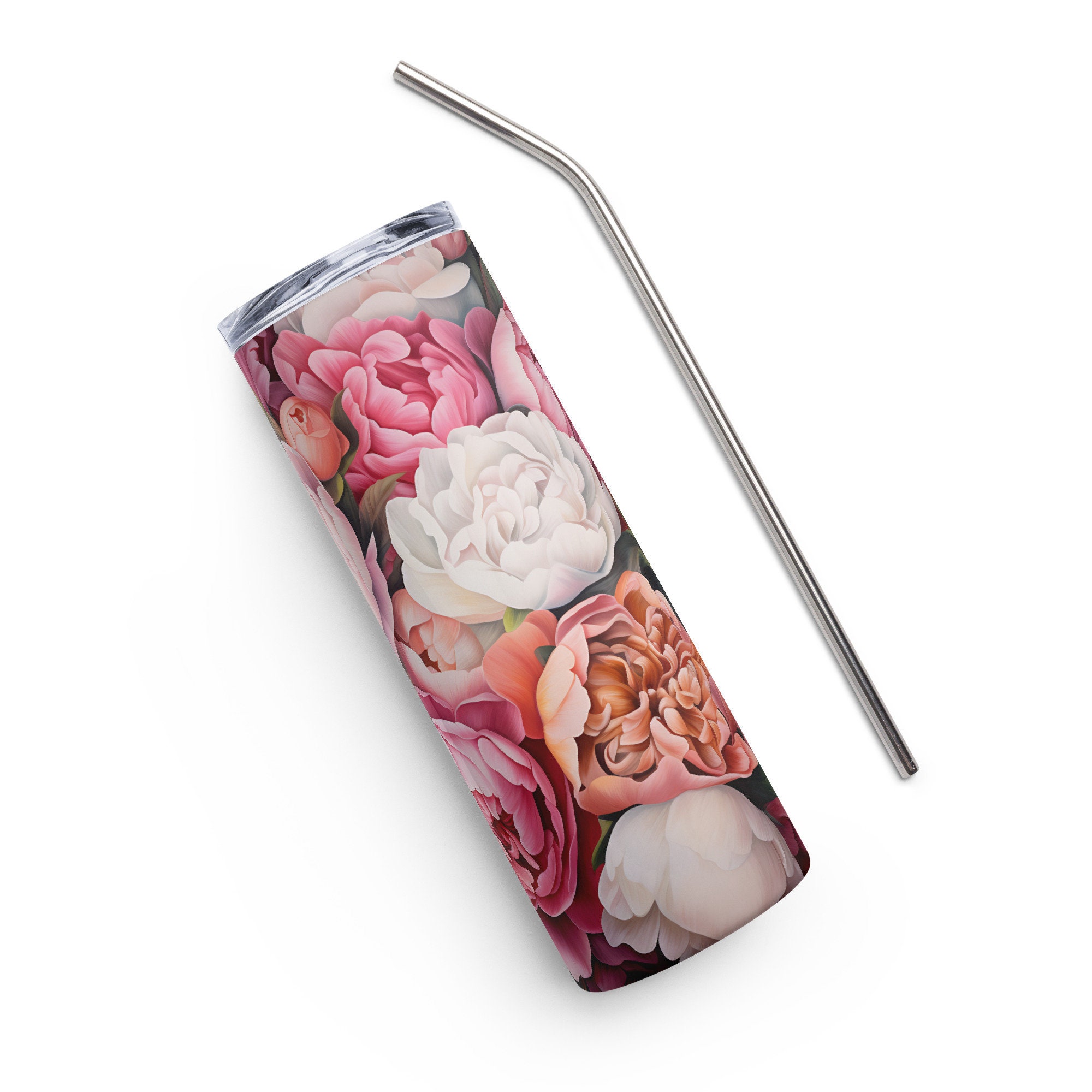 Vintage Peony 20oz Tumber, Peonies Drinkware, Peony Cup, Stainless Steel Tumbler, Cute Tumbler, Floral Tumbler