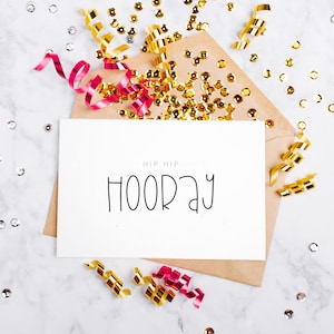 Jubiläumskarte | Hip Hip Hooray | Lustige Karte | Typografie Karte | Minimalistische Karte | Glückwunschkarte | Abschlusskarte | Weihnachtsgeschenk