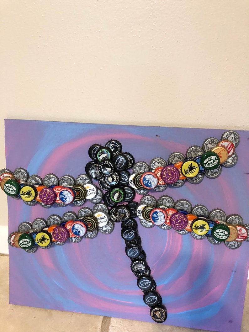 Whimsical Dragonfly Bottle Cap Art Etsy