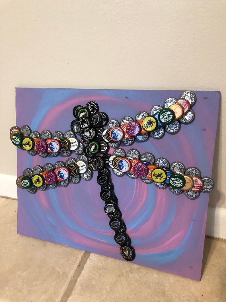 Whimsical Dragonfly Bottle Cap Art Etsy