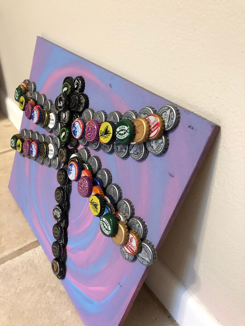 Whimsical Dragonfly Bottle Cap Art Etsy