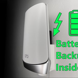 Orbi Wall Mount with Battery Backup fits WiFi 6 Netgear WiFi Router AX4200 AX6000 RBK752 RBK753 RBK852 RBK853 RBR750 RBR850 RBS750 RBR850