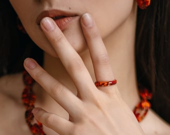 Ring in Dream Orange, Sustainable jewelry, fall colors rings, Orange modern jewelry, Eco friendly jewelry, Acetate jewelry gift for coworker