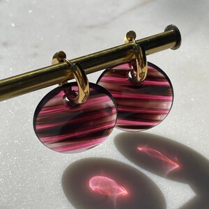 Crocus earrings in Night Pink gold plated, going out modern jewelry, statement earrings, tortoise acetate earrings, gold plated earrings image 3