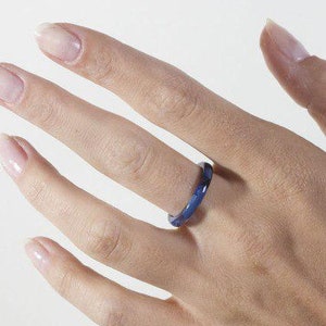 Ring in Blue, Sustainable jewelry, Blue rings, Modern design jewelry, Eco friendly jewelry, Slow fashion gifts for her, Not cracking ring image 1