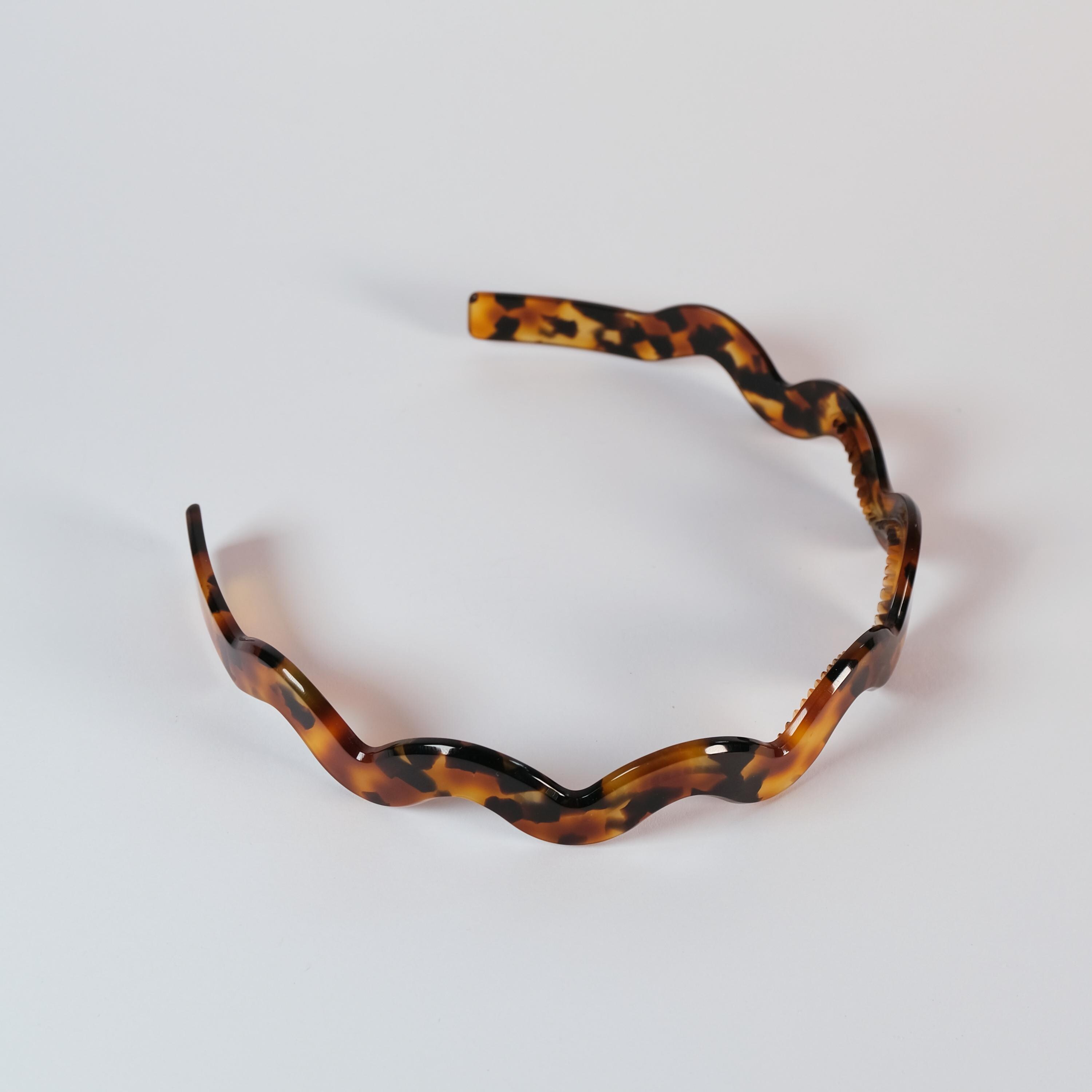 Handmade Wavy White Tortoise Shell Headband, Acetate Hair  display picture 2