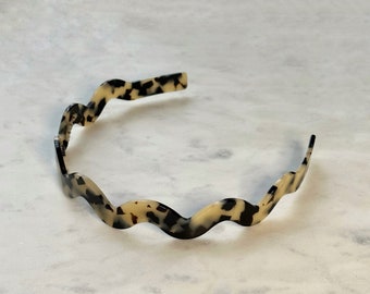 Wavy tortoise shell headband in White Tortoise, hair accessories, Tortoise shell hairband, klassieke hoofdband, premium acetate head band