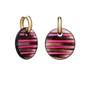 Crocus earrings in Night Pink gold plated, going out modern jewelry, statement earrings, tortoise acetate earrings, gold plated earrings image 1