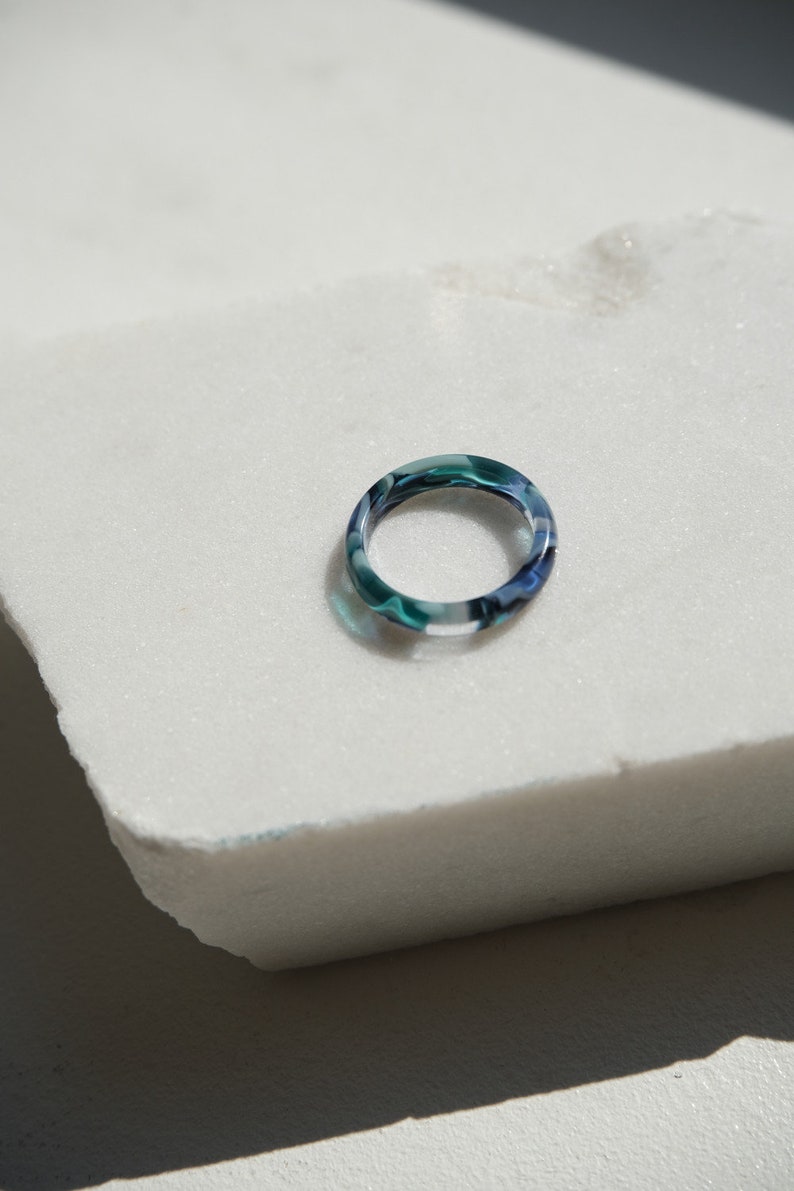 Ring in Ocean Sustainable jewelry, blue rings, Ecofriendly jewelry, Slow fashion gifts for women, eco accessories, blue jewellery image 3